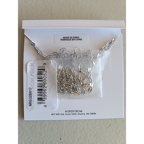 NWT Nordstrom Rack Sterling Silver CZ "B" Initial Double Chain Necklace - Picture 3 of 5